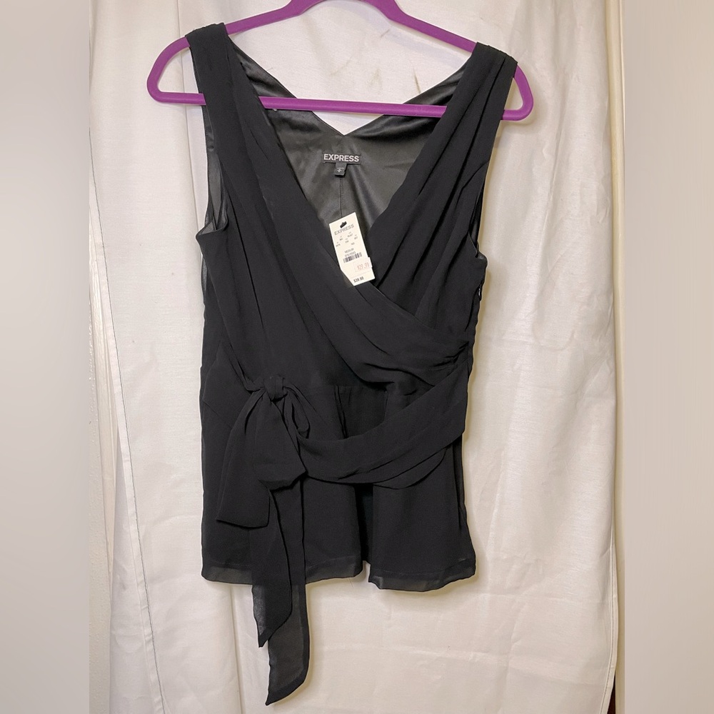 Express Black Wrap-Front Sleeveless Tank Top